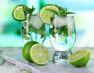 Glasses of cocktail with ice