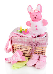 Baby accessories isolated on white