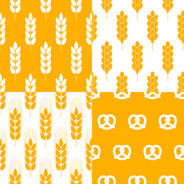 Set of 4 vector seamless background with grain rye