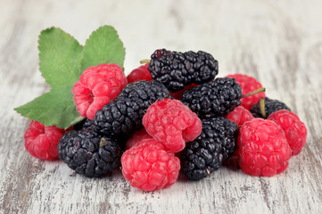 Ripe berries on table close-up