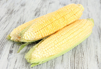 Fresh corn vegetable on wooden table