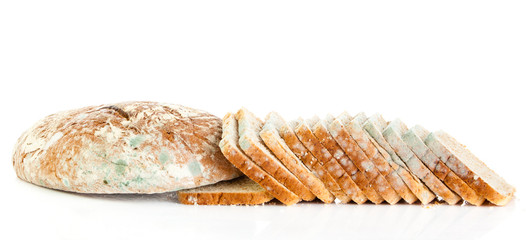 moldy bread isolated on white background