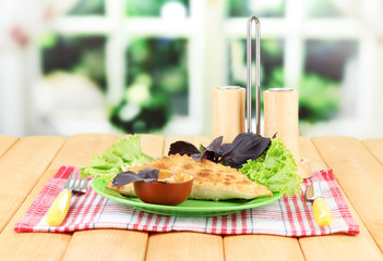 Tasty chebureks with fresh herbs