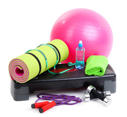 Different tools for fitness isolated on white
