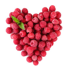 Ripe sweet raspberries isolated on white © Africa Studio