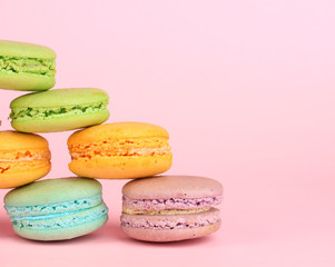 Macaroons on pink background