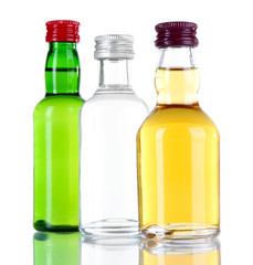 Minibar bottles, isolated on white