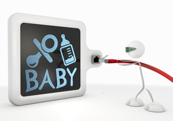Fototapeta premium Illustration of a cute baby icon with futuristic 3d character