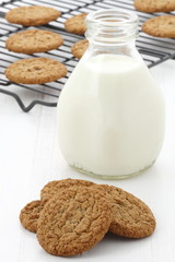 Fresh milk and oatmeal cookies