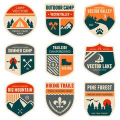 Retro camp badges - obrazy, fototapety, plakaty