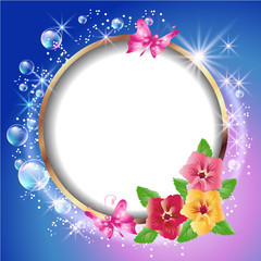 Round frame and flowers