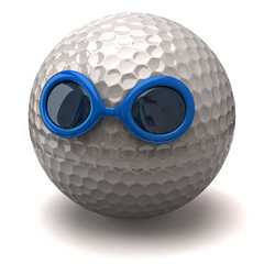 Golf ball with sunglasses