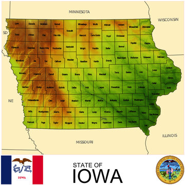 Iowa USA counties name location map background