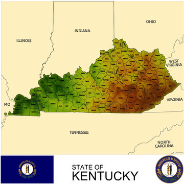 Kentucky USA Counties Name Location Map Background