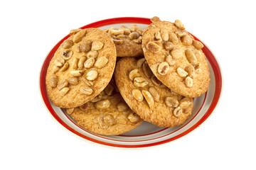 Cookies with peanuts on the plate