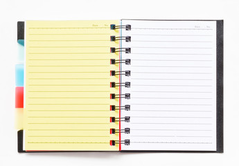 ring binder notebook with yellow bookmark