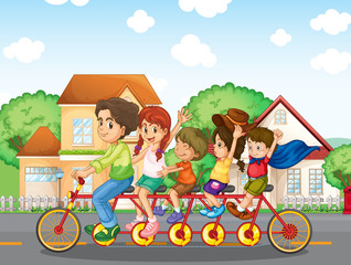 Obraz na płótnie Canvas A family biking together