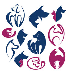 my favorite pets, vector collection of animals symbols and emble