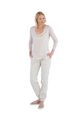 Fototapeta premium Peaceful woman with hands in pockets