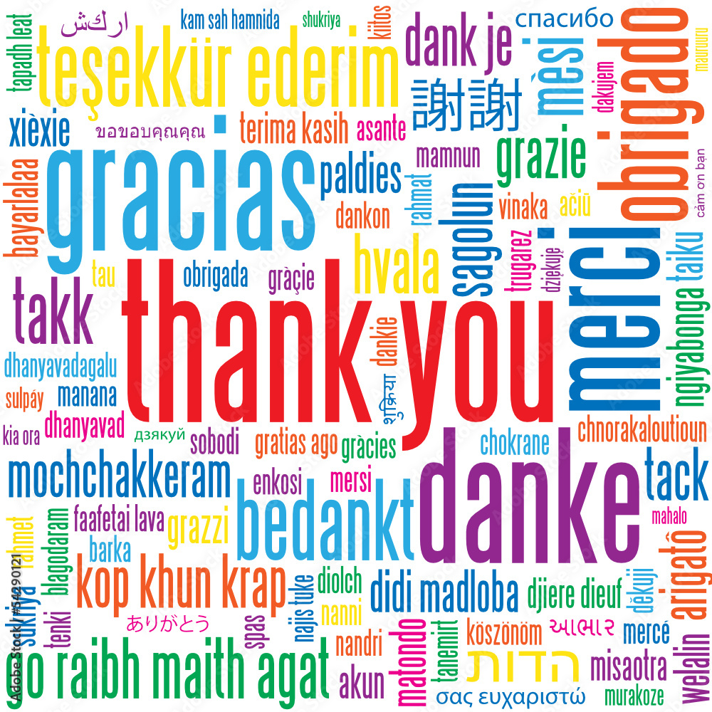 Wall mural thank you card (gratitude appreciation thanks message tag cloud) - Wall murals