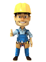 3d handyman with thumb up