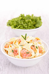 pasta cooked with cream and salmon