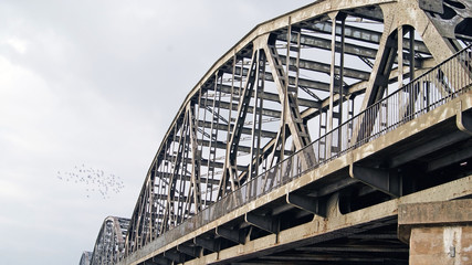 Bridge on the Polish river Wisla. Grudziadz