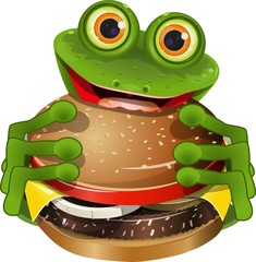 frog with cheeseburger