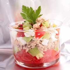 tomato,cucumber and mozzarella salad