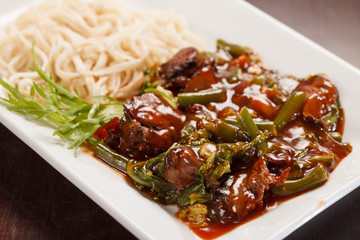 udon with meat and vegetables