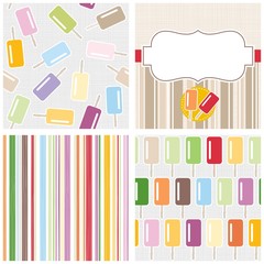 Obraz premium kolorowe lody na patyku zestaw papierów scrapbook