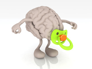 human brain with arms legs and pacifier