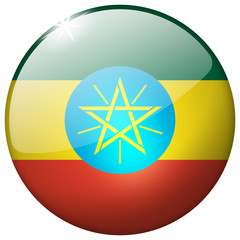 Ethiopia Round Glass realistic Button isolated on white