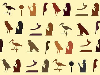 Seamless texture with Egyptian symbols