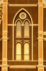 Naklejka premium window church evening sunlight gold chanthaburi province in thai