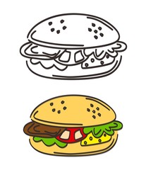 outline art burger