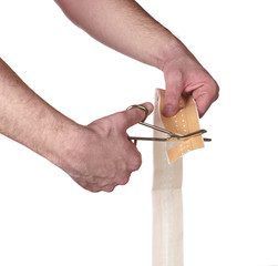 Cutting adhesive bandage