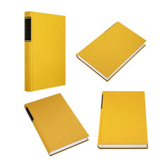 Yellow book in four different angles