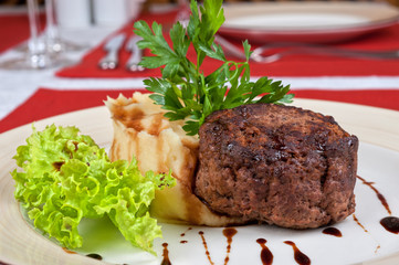 Fried meat steak