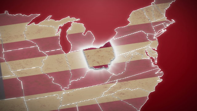 USA map, Ohio pull out, all states available. Red