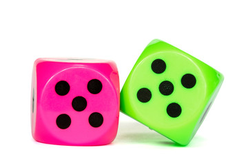 Pink and green dices