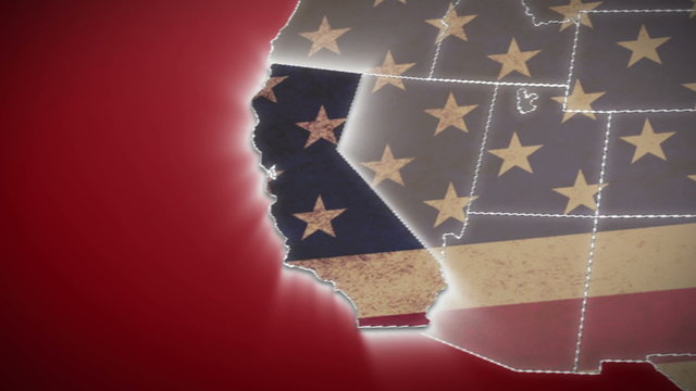 USA map, California pull out, all states available. Red