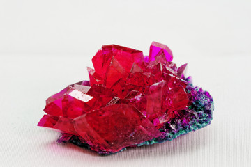 close up of crystals in ruby color