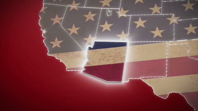 USA map, Arisona pull out, all states available. Red