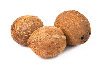 Coconuts on white