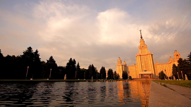 morning Moscow State University fountain slider