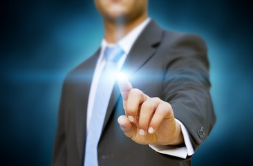Businessman touching tactile interface