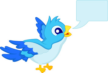 Blue bird with blank sign