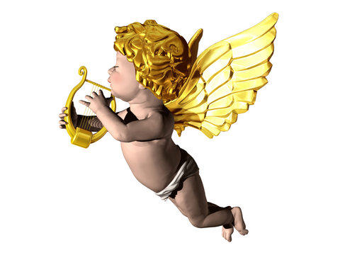 cherub playing a Lyra