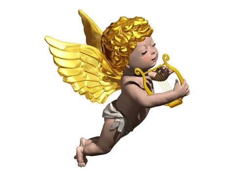 Cherub playing a Lyra